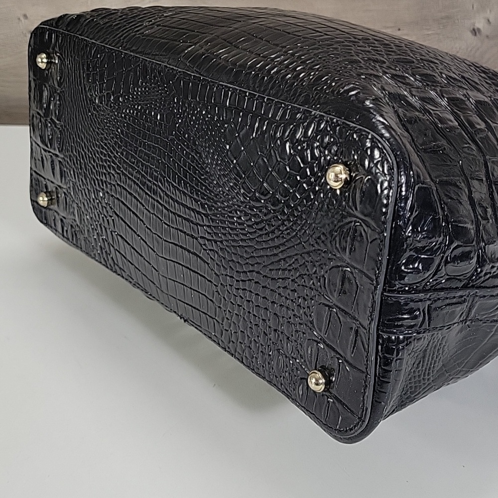 Brahmin Black Croc-Embossed Leather Tote Bag - Stylish Women's Handbag - Picture 7 of 15